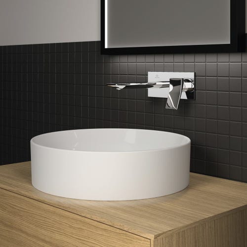 Immagine di Ideal Standard CONCA lavabo rotondo da appoggio Ø 45 cm, senza troppopieno, colore bianco seta finitura opaco T3696V1