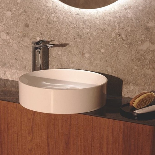 Immagine di Ideal Standard CONCA lavabo rotondo da appoggio Ø 45 cm, senza troppopieno, colore bianco seta finitura opaco T3696V1