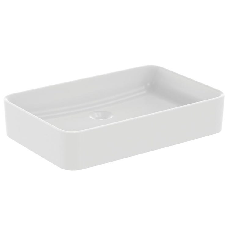 Ideal Standard CONCA lavabo rettangolare da appoggio L.60 cm, senza troppopieno, colore bianco seta finitura opaco T3698V1