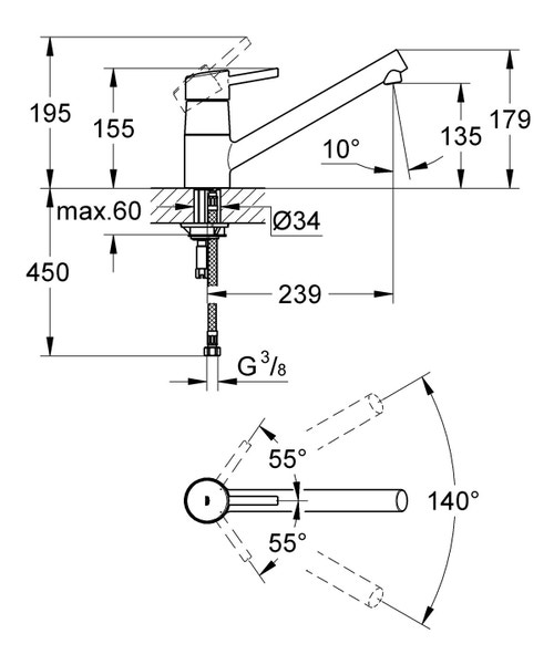 Miscelatore monocomando per lavello