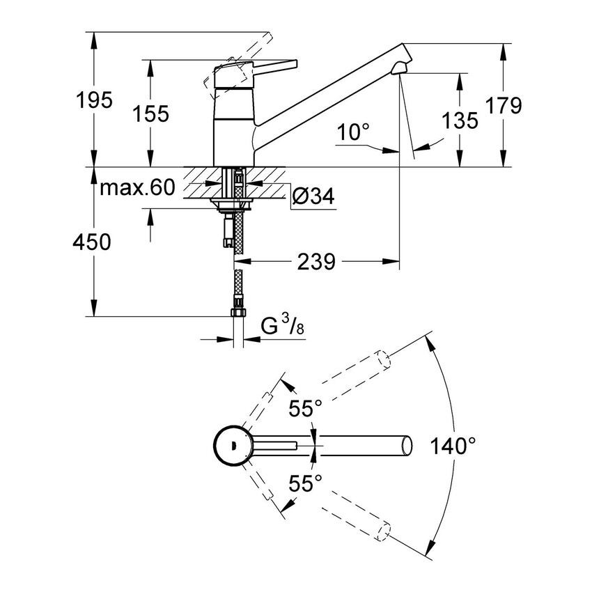 Miscelatore monocomando per lavello
