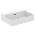 Immagine di Ideal Standard CONCA lavabo rettificato rettangolare sospeso o da appoggio L.60 cm, monoforo, con troppopieno, colore bianco seta finitura opaco T3818V1