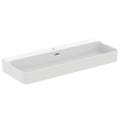 Immagine di Ideal Standard CONCA lavabo rettificato rettangolare sospeso o da appoggio L.120 cm, monoforo, con troppopieno, colore bianco seta finitura opaco T3838V1