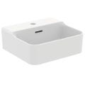 Immagine di Ideal Standard CONCA lavamani rettificato smaltato sospeso o da appoggio L.40 cm, monoforo, con troppopieno, colore bianco seta finitura opaco T3876V1