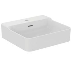 Immagine di Ideal Standard CONCA lavabo rettangolare sospeso o da appoggio L.50 cm, monoforo, con troppopieno, colore bianco finitura lucido T369001