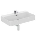 Immagine di Ideal Standard CONCA lavabo smaltato rettangolare sospeso o da appoggio L.80 cm, monoforo, con troppopieno, colore bianco finitura lucido T369201