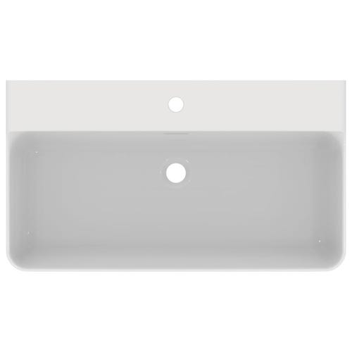 Immagine di Ideal Standard CONCA lavabo smaltato rettangolare sospeso o da appoggio L.80 cm, monoforo, con troppopieno, colore bianco finitura lucido T369201