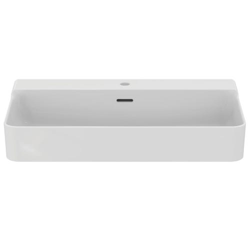 Immagine di Ideal Standard CONCA lavabo smaltato rettangolare sospeso o da appoggio L.80 cm, monoforo, con troppopieno, colore bianco finitura lucido T369201