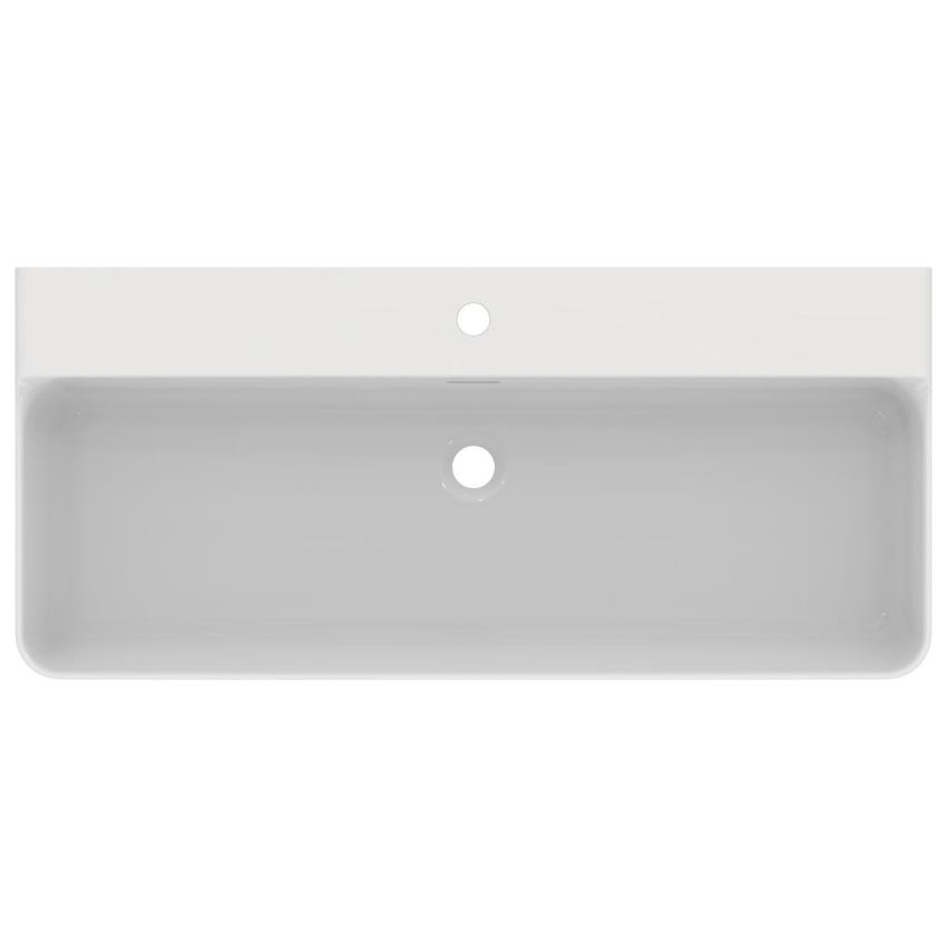 Immagine di Ideal Standard CONCA lavabo smaltato rettangolare sospeso o da appoggio L.100 cm, monoforo, con troppopieno, colore bianco finitura lucido T369301