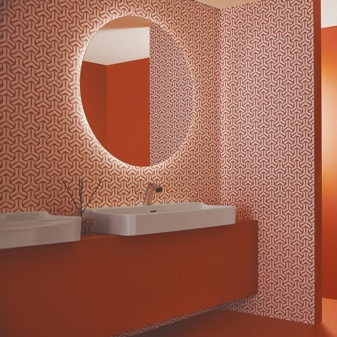 Immagine di Ideal Standard CONCA lavabo smaltato rettangolare sospeso o da appoggio L.100 cm, monoforo, con troppopieno, colore bianco seta finitura opaco T3693V1