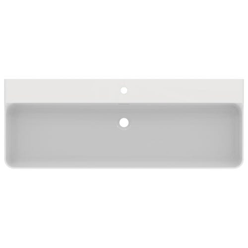 Immagine di Ideal Standard CONCA lavabo smaltato rettangolare sospeso o da appoggio L.120 cm, monoforo, con troppopieno, colore bianco finitura lucido T369401
