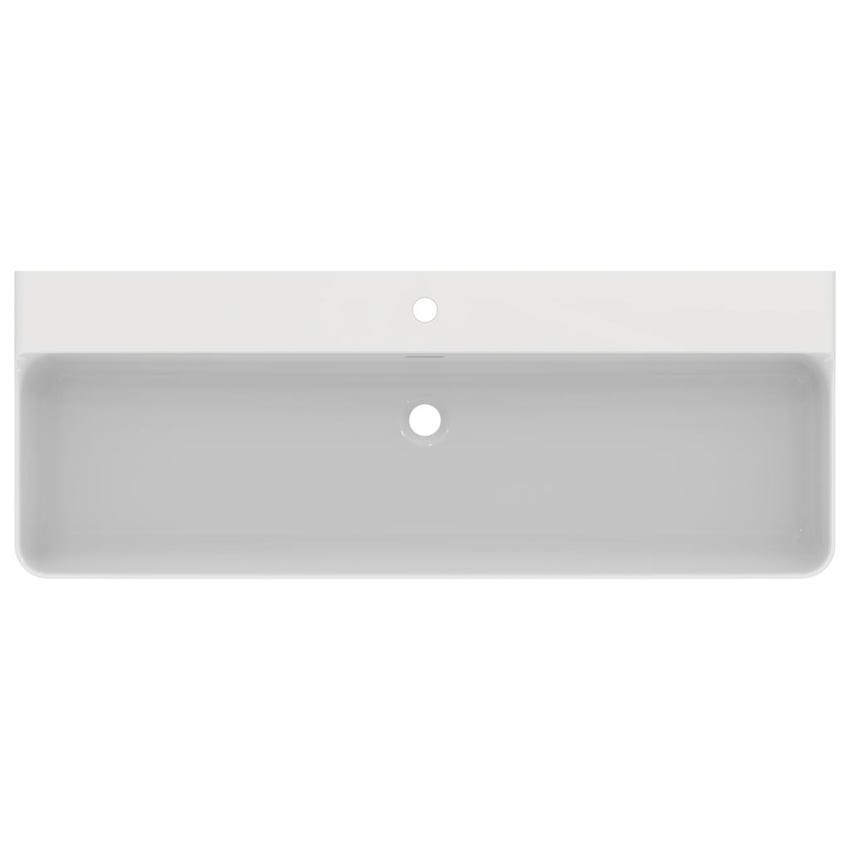 Immagine di Ideal Standard CONCA lavabo smaltato rettangolare sospeso o da appoggio L.120 cm, monoforo, con troppopieno, colore bianco finitura lucido T369401