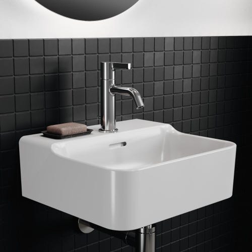 Immagine di Ideal Standard CONCA lavamani smaltato sospeso o da appoggio L.40 cm, monoforo, con troppopieno, colore bianco finitura lucido T369501