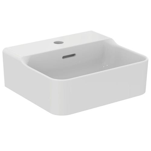 Immagine di Ideal Standard CONCA lavamani smaltato sospeso o da appoggio L.40 cm, monoforo, con troppopieno, colore bianco finitura lucido T369501