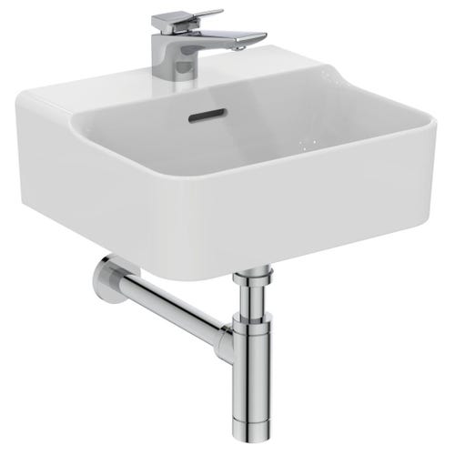 Immagine di Ideal Standard CONCA lavamani smaltato sospeso o da appoggio L.40 cm, monoforo, con troppopieno, colore bianco finitura lucido T369501