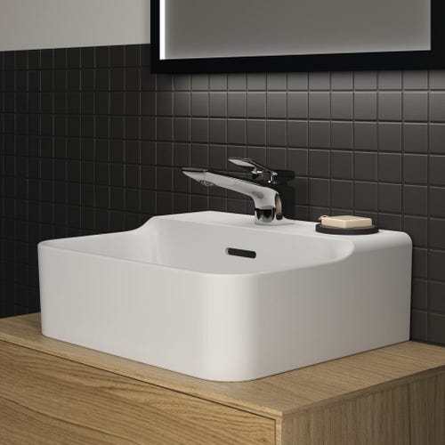 Immagine di Ideal Standard CONCA lavamani smaltato sospeso o da appoggio L.40 cm, monoforo, con troppopieno, colore bianco finitura lucido T369501