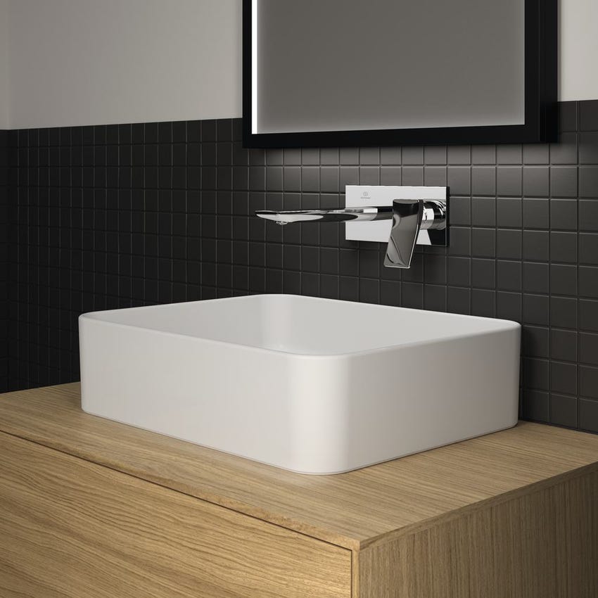 Immagine di Ideal Standard CONCA lavabo rettangolare da appoggio L.60 cm, senza troppopieno, colore bianco finitura lucido T369801