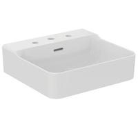 Immagine di Ideal Standard CONCA lavabo smaltato rettangolare sospeso o da appoggio L.50 cm, 3 fori, con troppopieno, colore bianco finitura lucido T378301