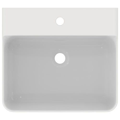 Immagine di Ideal Standard CONCA lavabo smaltato rettangolare sospeso o da appoggio L.50 cm, monoforo, senza troppopieno, colore bianco finitura lucido T378501