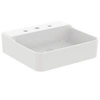 Immagine di Ideal Standard CONCA lavabo smaltato rettangolare sospeso o da appoggio L.50 cm, 3 fori, senza troppopieno, colore bianco finitura lucido T378601