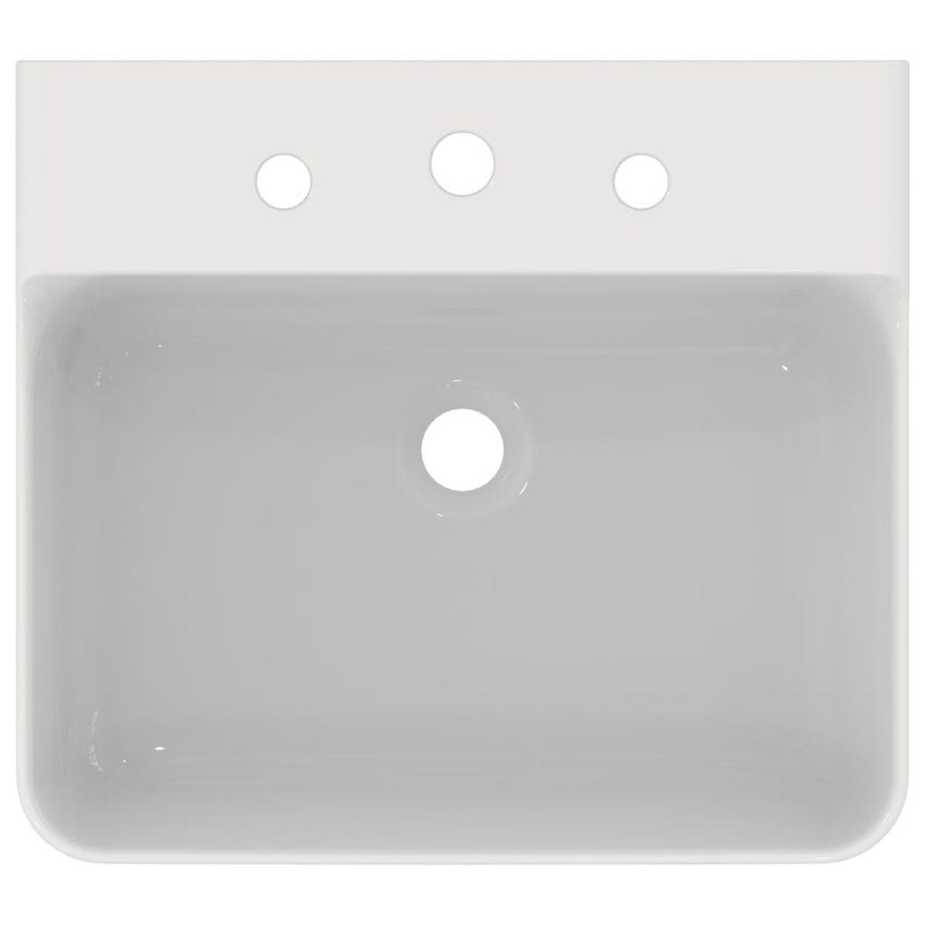 Ideal Standard T378601 CONCA lavabo rettangolare sospeso o da appoggio L.50  cm, 3 fori, senza troppopieno, colore bianco finitura lucido