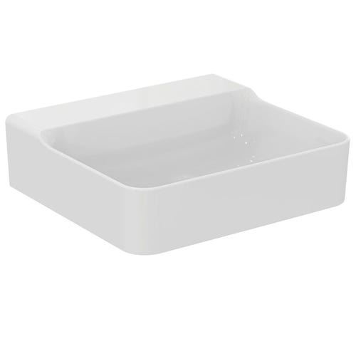 Immagine di Ideal Standard CONCA lavabo smaltato rettangolare sospeso o da appoggio L.50 cm, senza troppopieno, colore bianco finitura lucido T378701