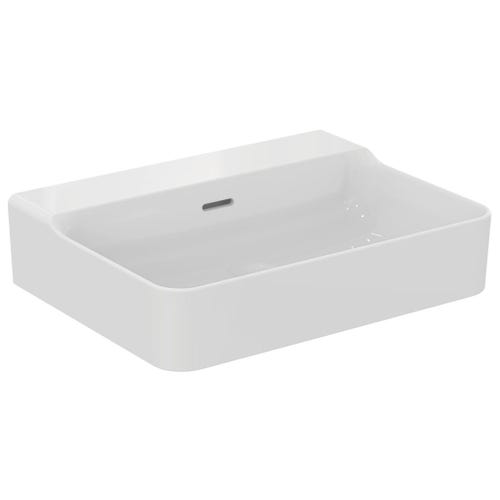 Immagine di Ideal Standard CONCA lavabo smaltato rettangolare sospeso o da appoggio L.60 cm, con troppopieno, colore bianco finitura lucido T378901