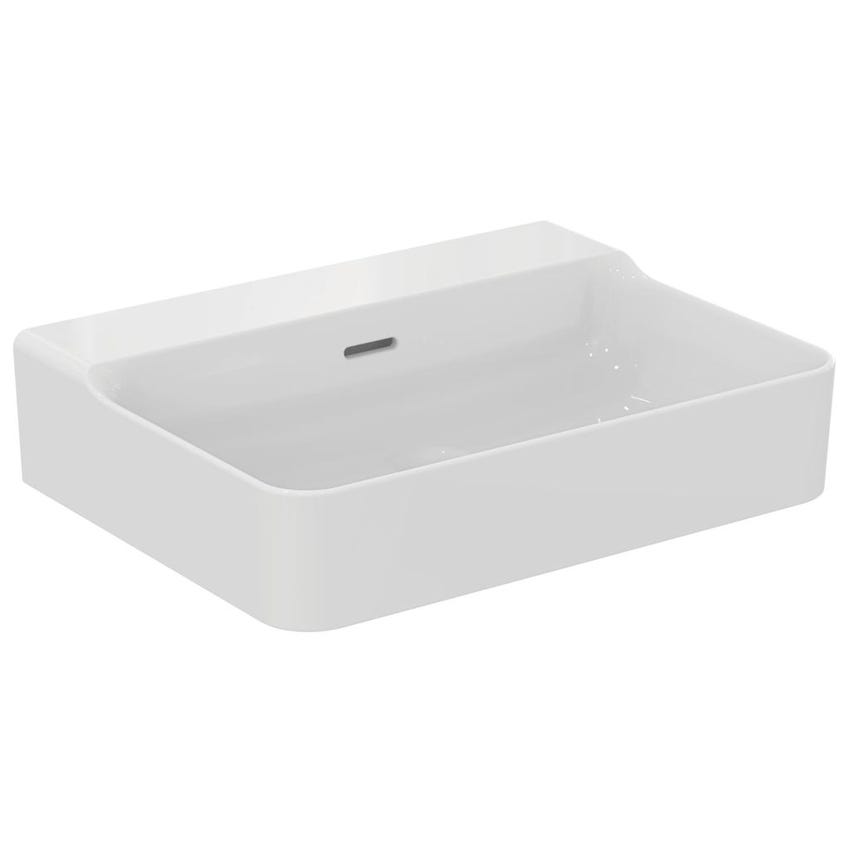 Immagine di Ideal Standard CONCA lavabo rettangolare sospeso o da appoggio L.60 cm, con troppopieno, colore bianco finitura lucido T378901