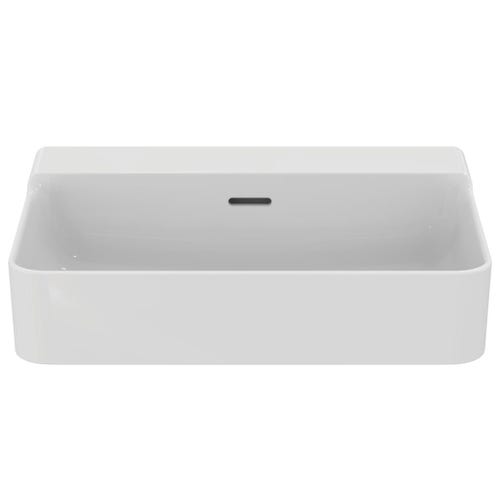 Immagine di Ideal Standard CONCA lavabo smaltato rettangolare sospeso o da appoggio L.60 cm, con troppopieno, colore bianco finitura lucido T378901