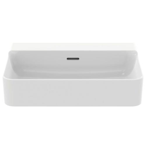 Immagine di Ideal Standard CONCA lavabo smaltato rettangolare sospeso o da appoggio L.60 cm, con troppopieno, colore bianco finitura lucido T378901