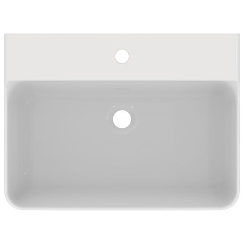Immagine di Ideal Standard CONCA lavabo smaltato rettangolare sospeso o da appoggio L.60, monoforo, senza troppopieno, colore bianco finitura lucido T379001