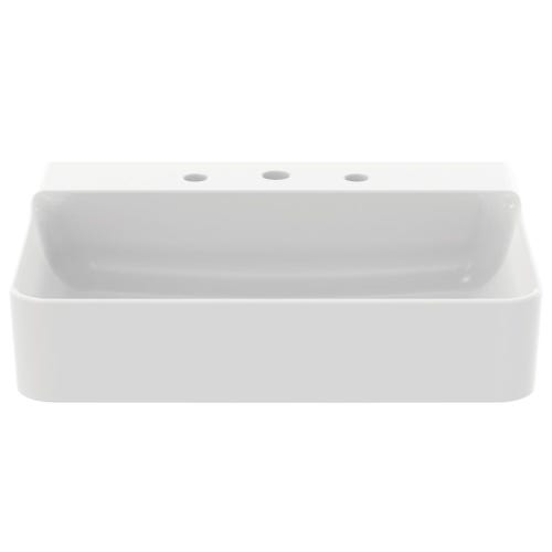 Immagine di Ideal Standard CONCA lavabo smaltato rettangolare sospeso o da appoggio L.60 cm, 3 fori, senza troppopieno, colore bianco finitura lucido T379101
