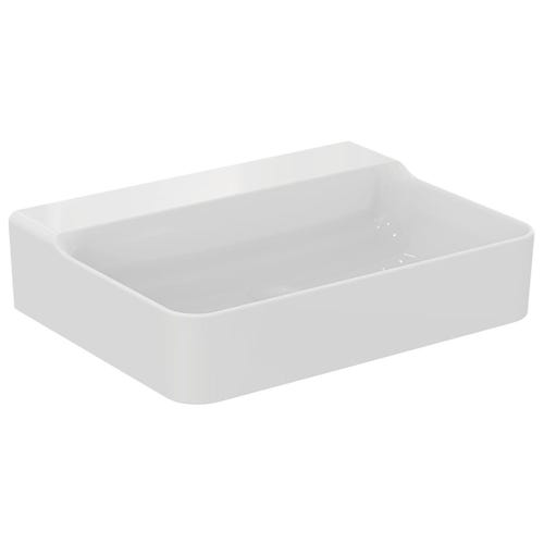 Immagine di Ideal Standard CONCA lavabo smaltato rettangolare sospeso o da appoggio L.60 cm, senza troppopieno, colore bianco finitura lucido T379201
