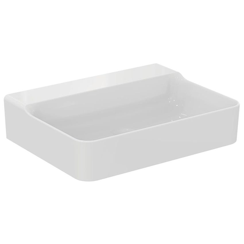 Immagine di Ideal Standard CONCA lavabo rettangolare sospeso o da appoggio L.60 cm, senza troppopieno, colore bianco finitura lucido T379201