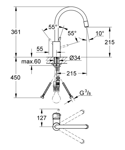 Miscelatore monocomando per lavello