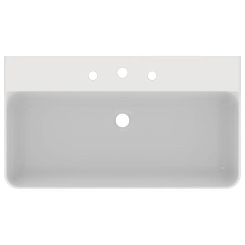 Immagine di Ideal Standard CONCA lavabo smaltato rettangolare sospeso o da appoggio L.80 cm, 3 fori, senza troppopieno, colore bianco lucido T379601