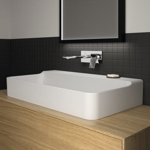 Immagine di Ideal Standard CONCA lavabo smaltato rettangolare sospeso o da appoggio L.80 cm, senza troppopieno, colore bianco finitura lucido T379701