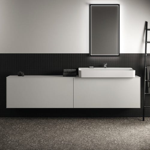 Immagine di Ideal Standard CONCA lavabo smaltato rettangolare sospeso o da appoggio L.100 cm, monoforo, senza troppopieno, colore bianco finitura lucido T380001