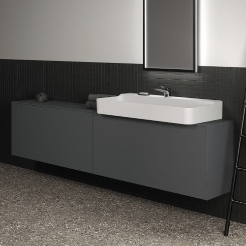 Ideal Standard T380001 CONCA lavabo rettangolare sospeso o da appoggio L.100  cm, monoforo, senza troppopieno, colore bianco finitura lucido