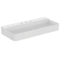 Immagine di Ideal Standard CONCA lavabo smaltato rettangolare sospeso o da appoggio L.100 cm, 3 fori, senza troppopieno, colore bianco finitura lucido T380101