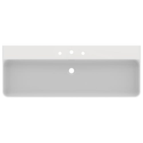 Immagine di Ideal Standard CONCA lavabo smaltato rettangolare sospeso o da appoggio L.120 cm, 3 fori, con troppopieno, colore bianco finitura lucido T380401