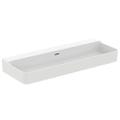 Immagine di Ideal Standard CONCA lavabo smaltato rettangolare sospeso o da appoggio L.120 cm, con troppopieno, colore bianco finitura lucido T380501