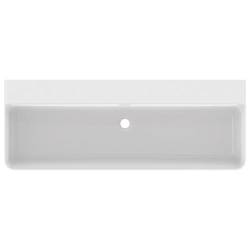 Immagine di Ideal Standard CONCA lavabo smaltato rettangolare sospeso o da appoggio L.120 cm, con troppopieno, colore bianco finitura lucido T380501