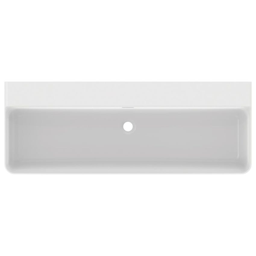 Immagine di Ideal Standard CONCA lavabo smaltato rettangolare sospeso o da appoggio L.120 cm, con troppopieno, colore bianco finitura lucido T380501