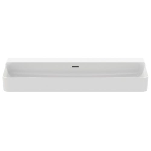 Immagine di Ideal Standard CONCA lavabo smaltato rettangolare sospeso o da appoggio L.120 cm, con troppopieno, colore bianco finitura lucido T380501