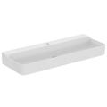 Immagine di Ideal Standard CONCA lavabo smaltato rettangolare sospeso o da appoggio L.120 cm, monoforo, senza troppopieno, colore bianco finitura lucido T380601