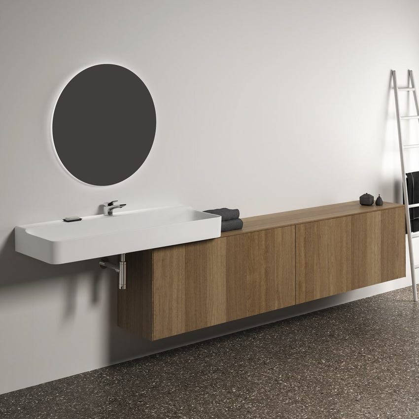 Immagine di Ideal Standard CONCA lavabo smaltato rettangolare sospeso o da appoggio L.120 cm, monoforo, senza troppopieno, colore bianco finitura lucido T380601