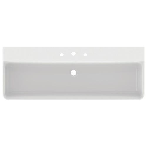 Immagine di Ideal Standard CONCA lavabo smaltato rettangolare sospeso o da appoggio L.120 cm, 3 fori, senza troppopieno, colore bianco finitura lucido T380701