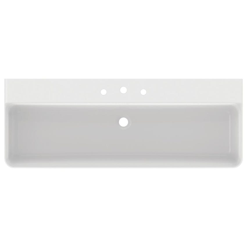 Immagine di Ideal Standard CONCA lavabo smaltato rettangolare sospeso o da appoggio L.120 cm, 3 fori, senza troppopieno, colore bianco finitura lucido T380701