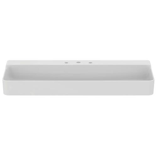 Immagine di Ideal Standard CONCA lavabo smaltato rettangolare sospeso o da appoggio L.120 cm, 3 fori, senza troppopieno, colore bianco finitura lucido T380701
